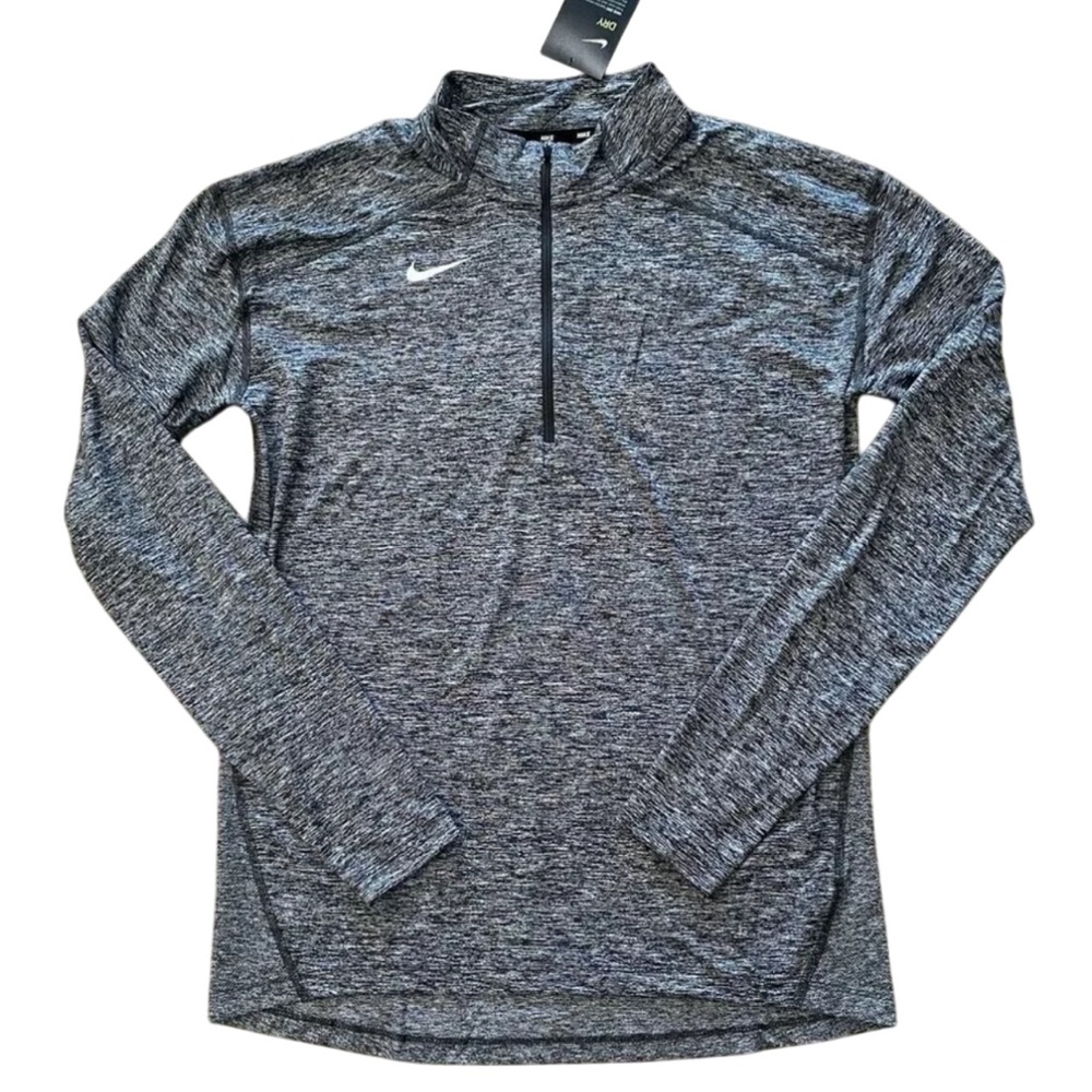 Men's XL Nike Dry 1/2 Zip Long Sleeve Running Athletic Top Shirt Black Gray  New